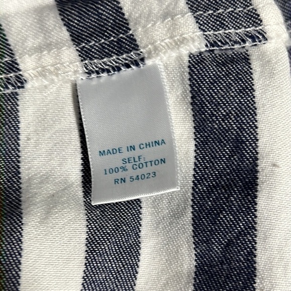 PIM + LARKIN LARGE BLUE & WHITE STRIPED SLEEVELESS TOP - Picture 7 of 7